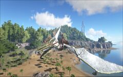 Flying on a Pteranodon