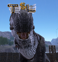 A Rex wearing the glasses skin