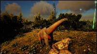 Un joueur montant un Camarasaure.