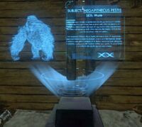 The Megapithecus Pt. Note being displayed on a Artifact Pedestal
