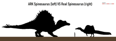 An accurate spinosaurus model next to the Ark Spino