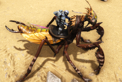 Un joueur chevauchant une Mantis.