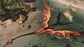 A Runic Flame Wyvern as seen from above during the day