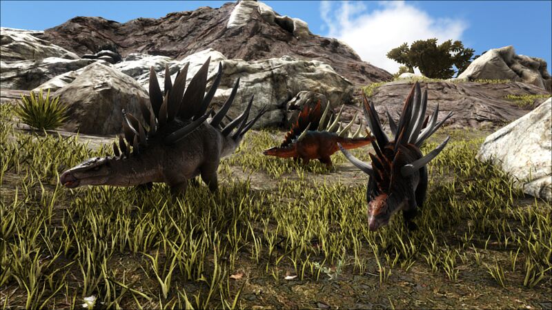 File:Three Kentrosauruses in the Mountains.jpg