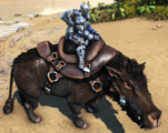 A Daeodon wearing the saddle